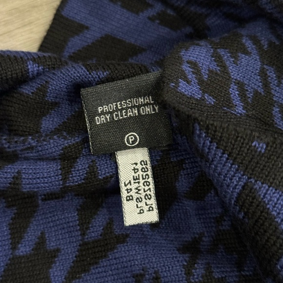 Ellen Tracy Sweater Dress Women Size Medium Blue / Black Houndstooth Knit Skater - Picture 10 of 10
